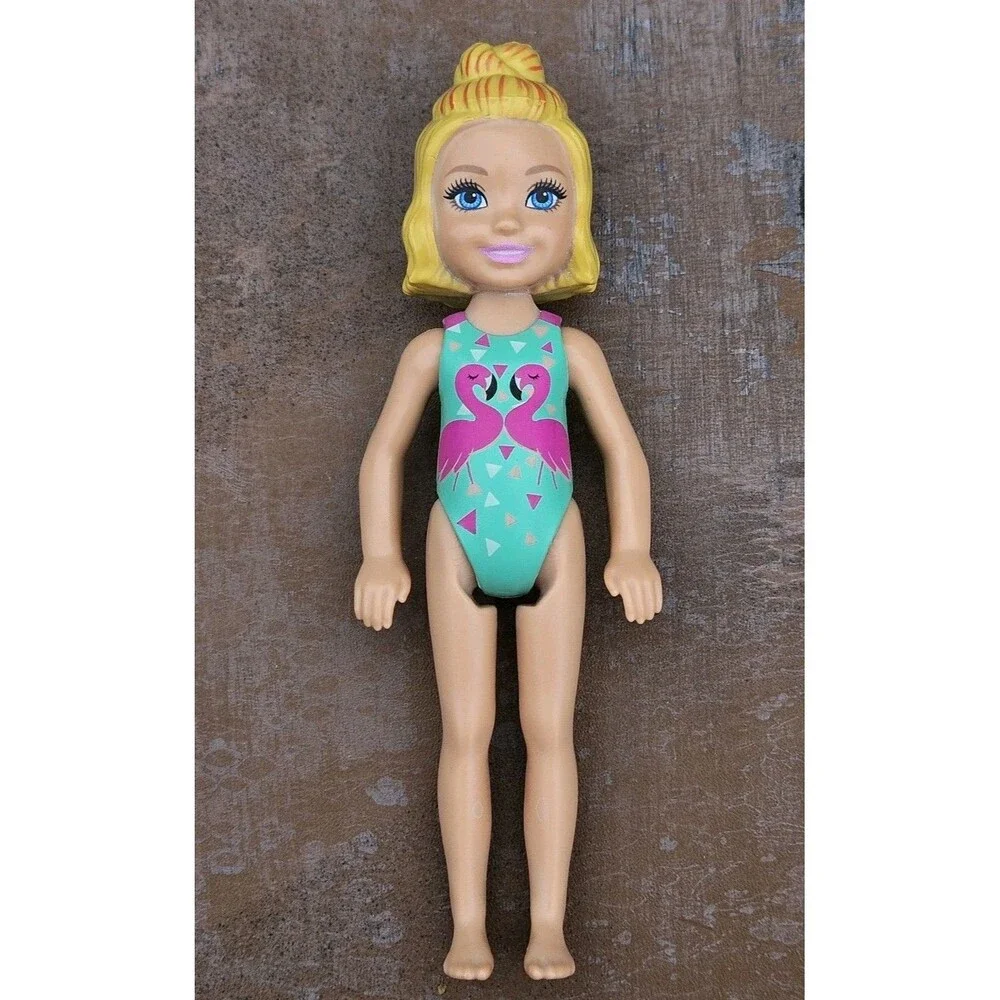 Barbie Chelsea Doll Blonde Hair Flamingo Swimsuit 2020 Mattel 6” Doll Figure - Picture 1 of 8